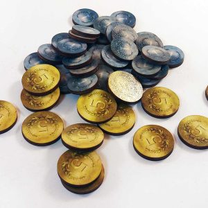 Shipyard UV printed coins on plywood